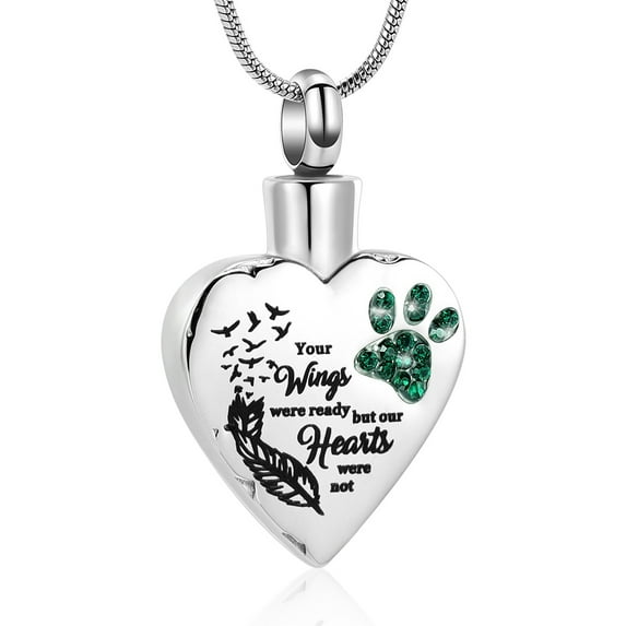 No Longer by My Side,But Forever in My Heart Carved Locket Cremation Urn Necklace for Pet Dogs Cats Ashes