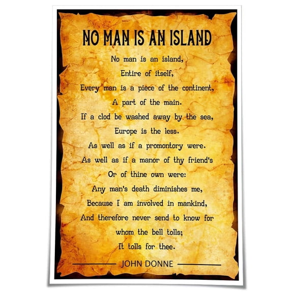 No Man Is An Island Poem Wall Art Poetry Poster Decoration for Bathroom Wall Canvases Art  for Bedroom poster