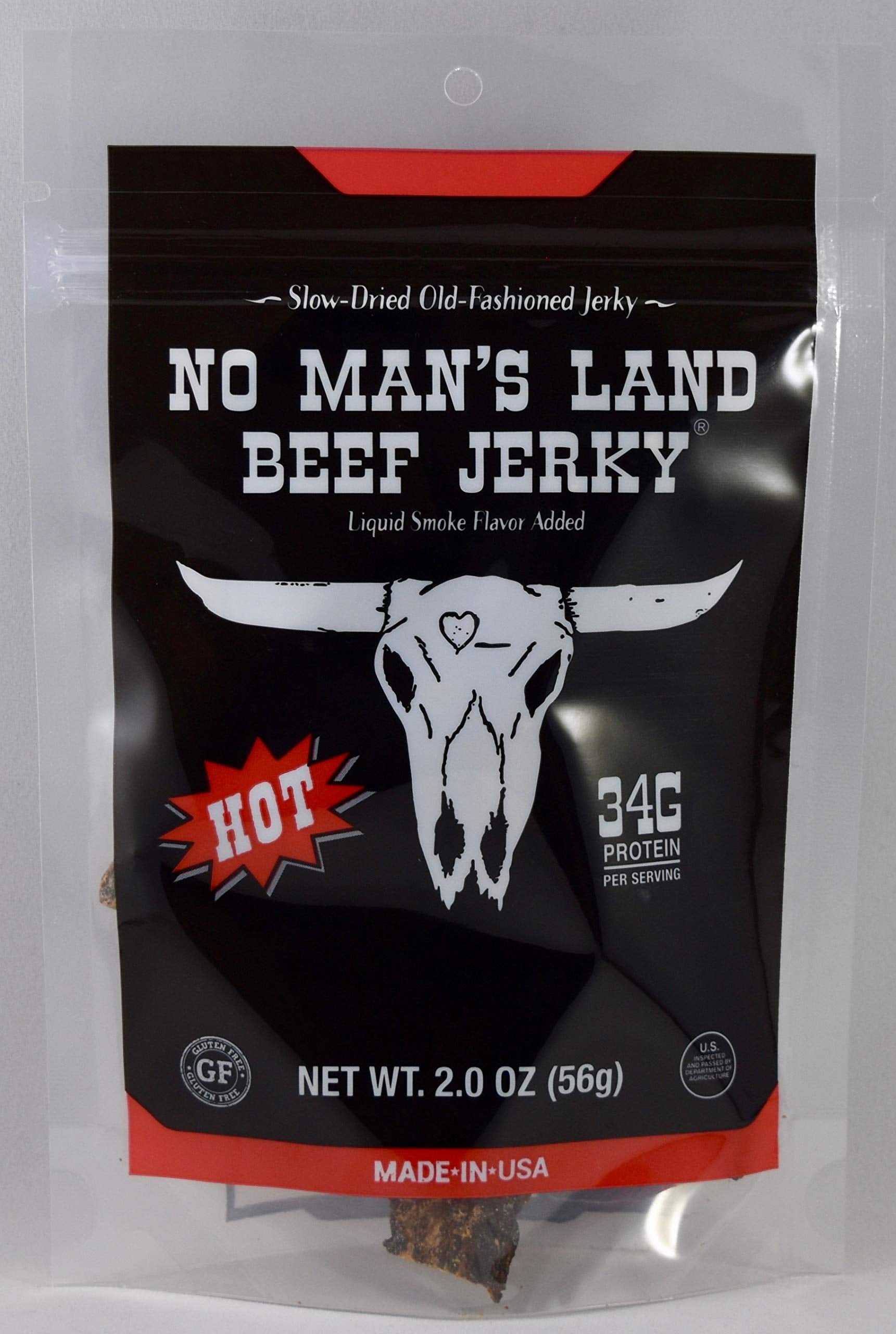 No Man’s Land HOT Beef Jerky High Protein Low Calorie Low Carb Beef