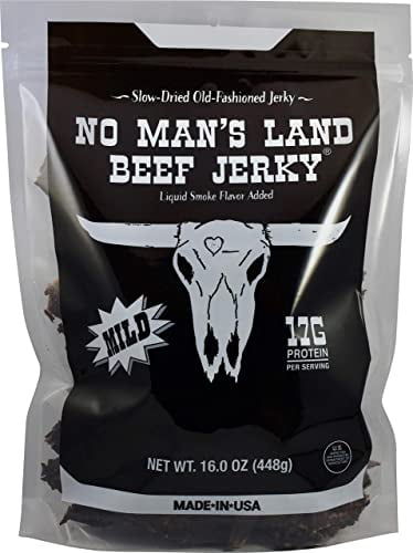 No Man's Land Beef Jerky, Mild, 17g of Protein per Serving, 16oz Bag