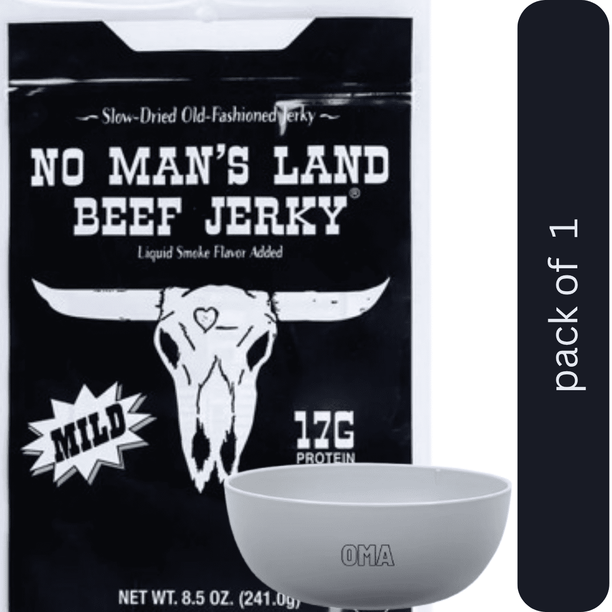 No Man's Land Mild Beef Jerky, 8.5 oz with bowl by OMA