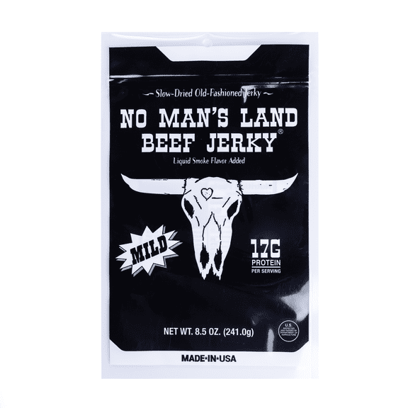 No Man's Land Beef Jerky, Mild, 17g of Protein per Serving, 8.5oz Bag
