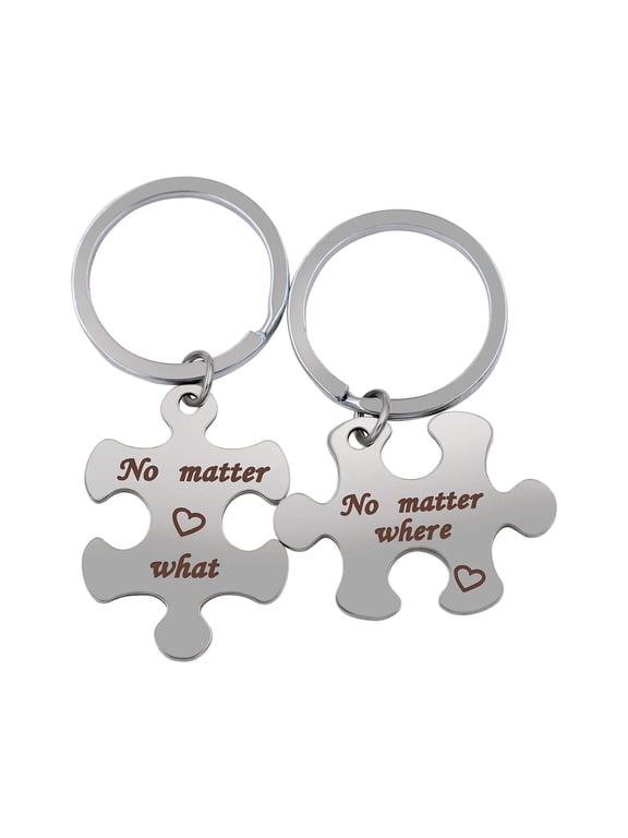 No Matter What No Matter Where Keychain for Couples Families, Puzzle Matching Charms Gifts Lovers Keyrings for Women and Men Y1101