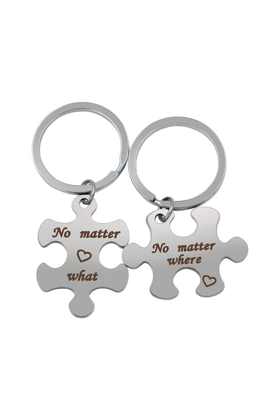 No Matter What No Matter Where Keychain for Couples Families, Puzzle Matching Charms Gifts Lovers Keyrings for Women and Men Y1101