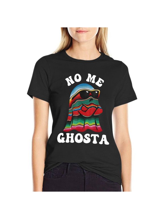 No Me Ghosta Mexicano Women’s Short Sleeve Cotton T-Shirt HD Graphic Printed Tee Casual Crew Neck Top XL