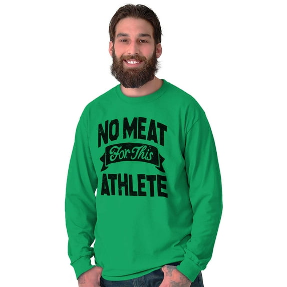 No Meat This Athlete Vegetarian Funny Long Sleeve TShirt Men Women Brisco Brands 2X