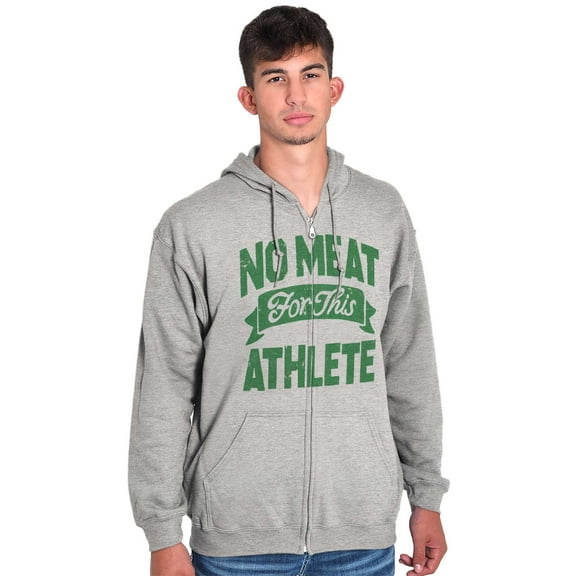 No Meat This Athlete Vegetarian Funny Unisex Fleece Graphic Zip Up Hoodie Brisco Brands 5X