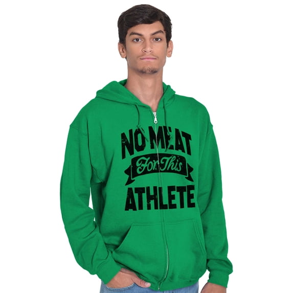 No Meat This Athlete Vegetarian Funny Zip Up Hoodie Men's Women's Brisco Brands 2X