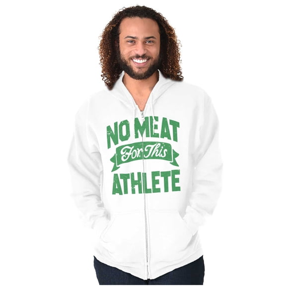 No Meat This Athlete Vegetarian Funny Zip Up Hoodie Men's Women's Brisco Brands M