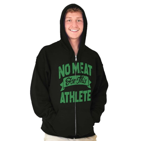 No Meat This Athlete Vegetarian Funny Zip Up Hoodie Men's Women's Brisco Brands S
