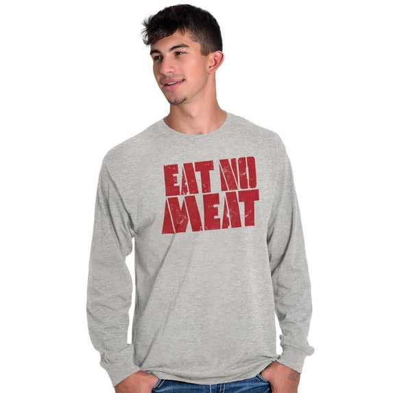 No Meat Vegetarian Vegan Cute Veggie Long Sleeve TShirt Men Women Brisco Brands M