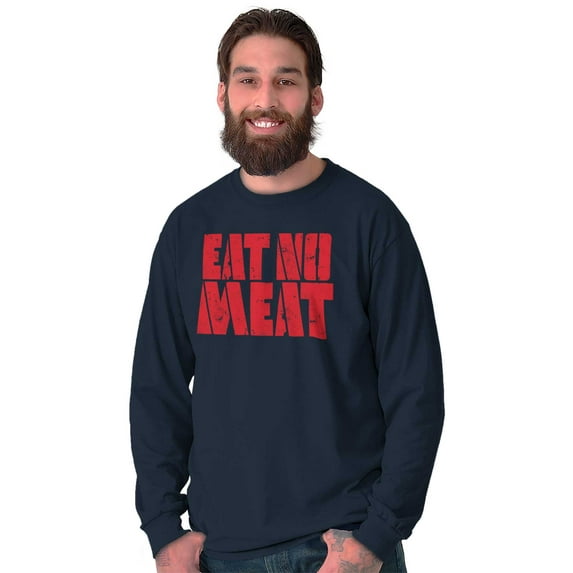No Meat Vegetarian Vegan Cute Veggie Plus Size Long Sleeve Graphic Tee Shirt Brisco Brands 2X