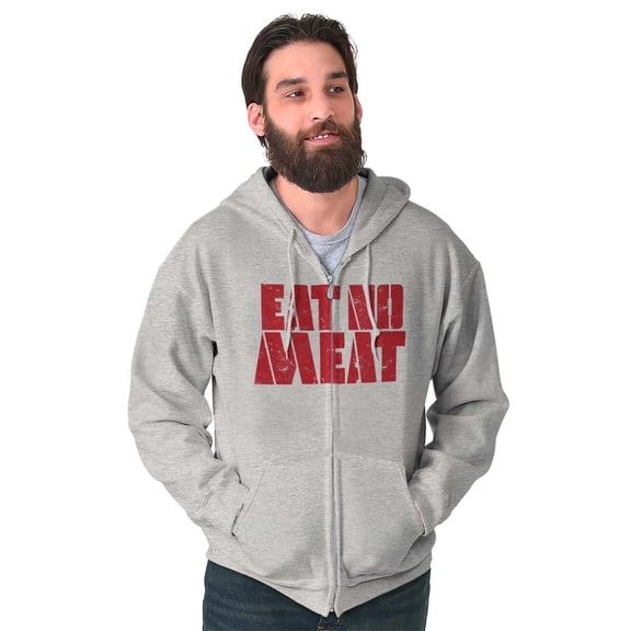 No Meat Vegetarian Vegan Cute Veggie Unisex Fleece Graphic Zip Up Hoodie Brisco Brands 5X