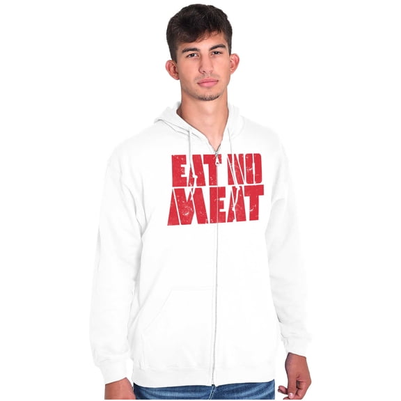 No Meat Vegetarian Vegan Cute Veggie Zip Up Hoodie Men's Women's Brisco Brands X