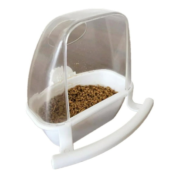 Bird Feeder for Cage Parakeet Food Dispenser with Perch No Mess Cockatiel Plastic Food Container Easy to Install