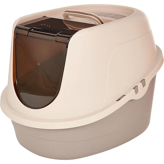 No-Mess Hooded Cat Litter Box, Standard, Multicolor, 21 in x 16 in x 15 in