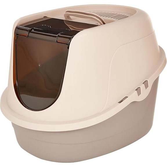 No-Mess Hooded Cat Litter Box, Standard, Multicolor, 21 in x 16 in x 15 in