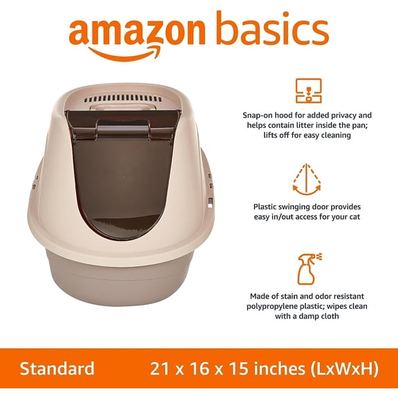 No-Mess Hooded Cat Litter Box, Standard, Multicolor