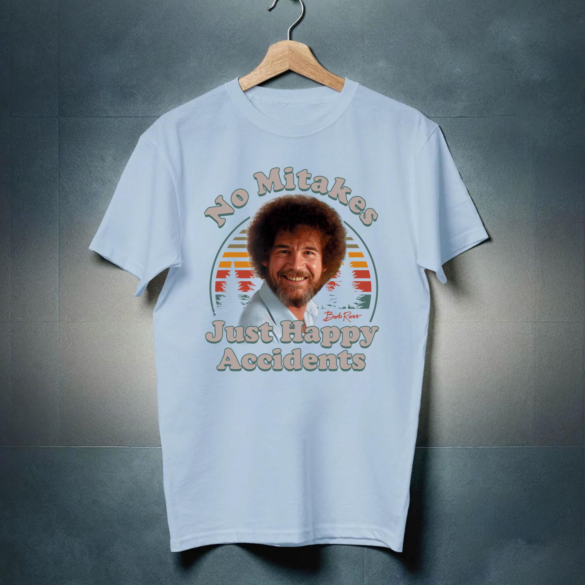 No Mistakes Just Happy Accidents Bob Ross Vintage Artist T Shirt ...