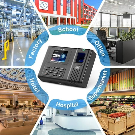 No Monthly Fees Employee Time Clock – Fingerprint, RFID & PIN Punching Biometric Attendance Device for Small Business, 5 RFID Cards Included