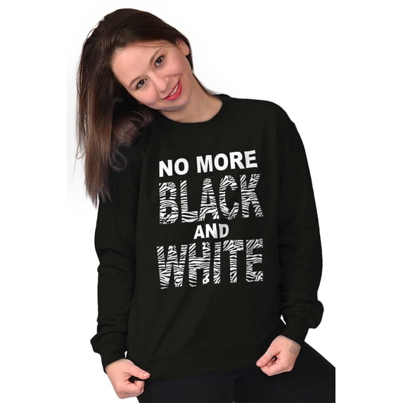 No More Black and White Zebra Print Women Plus Size Crewneck Sweatshirt Brisco Brands 2X