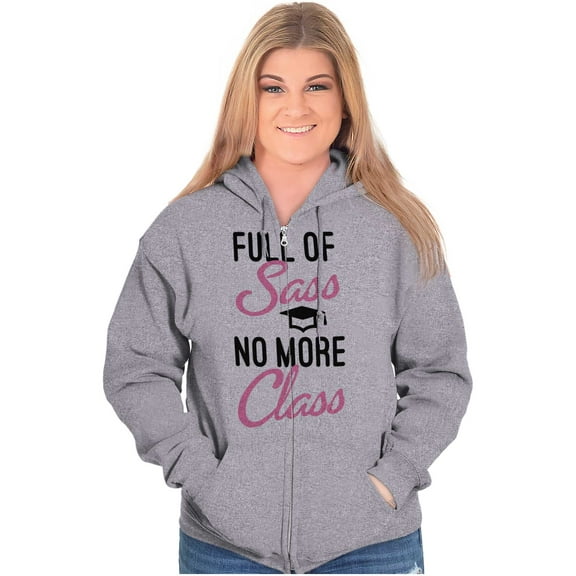 No More Class Girl Graduate Funny Zip Hoodie Sweatshirt Women Brisco Brands X