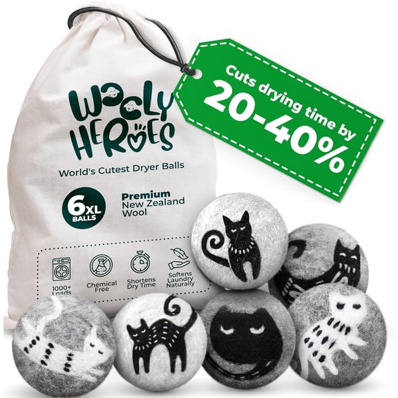 No More Dryer Sheets! XL Wool Dryer Balls 6-Pack, Reusable Laundry Softener & Static Reducer, Eco-Friendly, Long-Lasting, Safe for Sensitive Skin