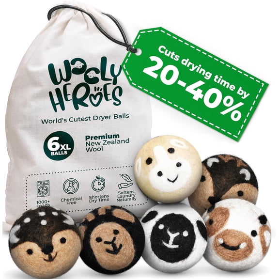 No More Dryer Sheets! XL Wool Dryer Bs 6-Pack, Reusable Laundry Softener & Static Reducer, Eco-Friendly, Long-Lasting, Safe for Sensitive Skin