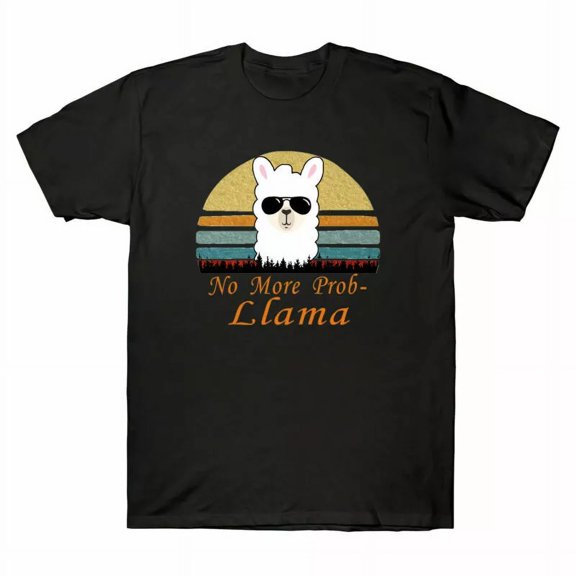 No More Prob-Llama Tee Funny Alpaca Men'S Cotton Short Sleeve T-Shirt for Men and Women, S-4XL