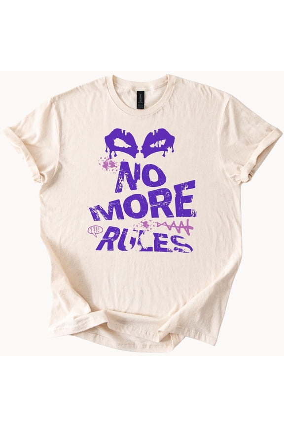 No More Rules Lips Graphic Tee Edgy Statement Tshirt Rebellion Attitude Fashion Top Birthday Gifts; For Men & Women