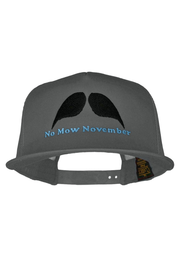 No Mow November Embroidered 5 Panel Mesh Trucker Snapback Cap - Charcoal OSFM