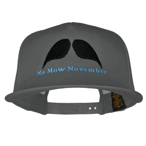No Mow November Embroidered 5 Panel Mesh Trucker Snapback Cap - Charcoal OSFM
