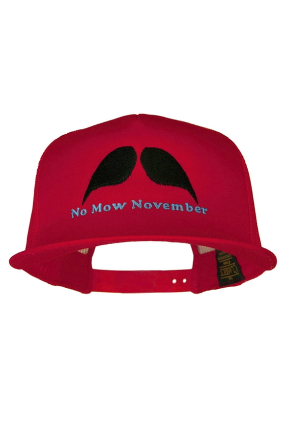 No Mow November Embroidered 5 Panel Mesh Trucker Snapback Cap - Red OSFM