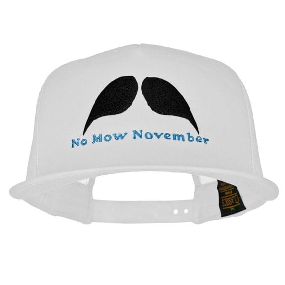 No Mow November Embroidered 5 Panel Mesh Trucker Snapback Cap - White OSFM
