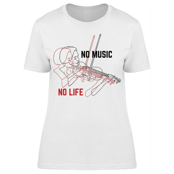 No Music No Life Double Sketch T-Shirt Women -Image by Shutterstock, Female Small