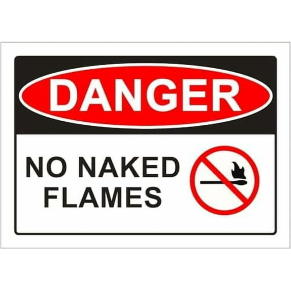 No Naked Flames Danger Sign Metal Tin Sign 8 x 12 inch for Industrial & Commercial Series