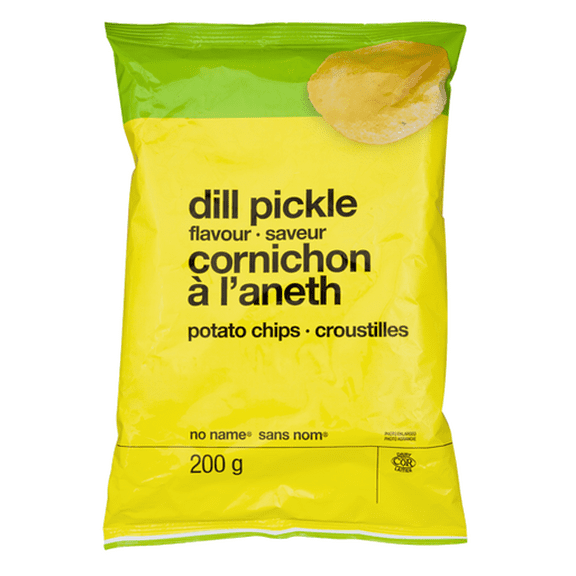 No Name Dill Pickle Potato Chips 200g/7.1 oz., {Imported from Canada}