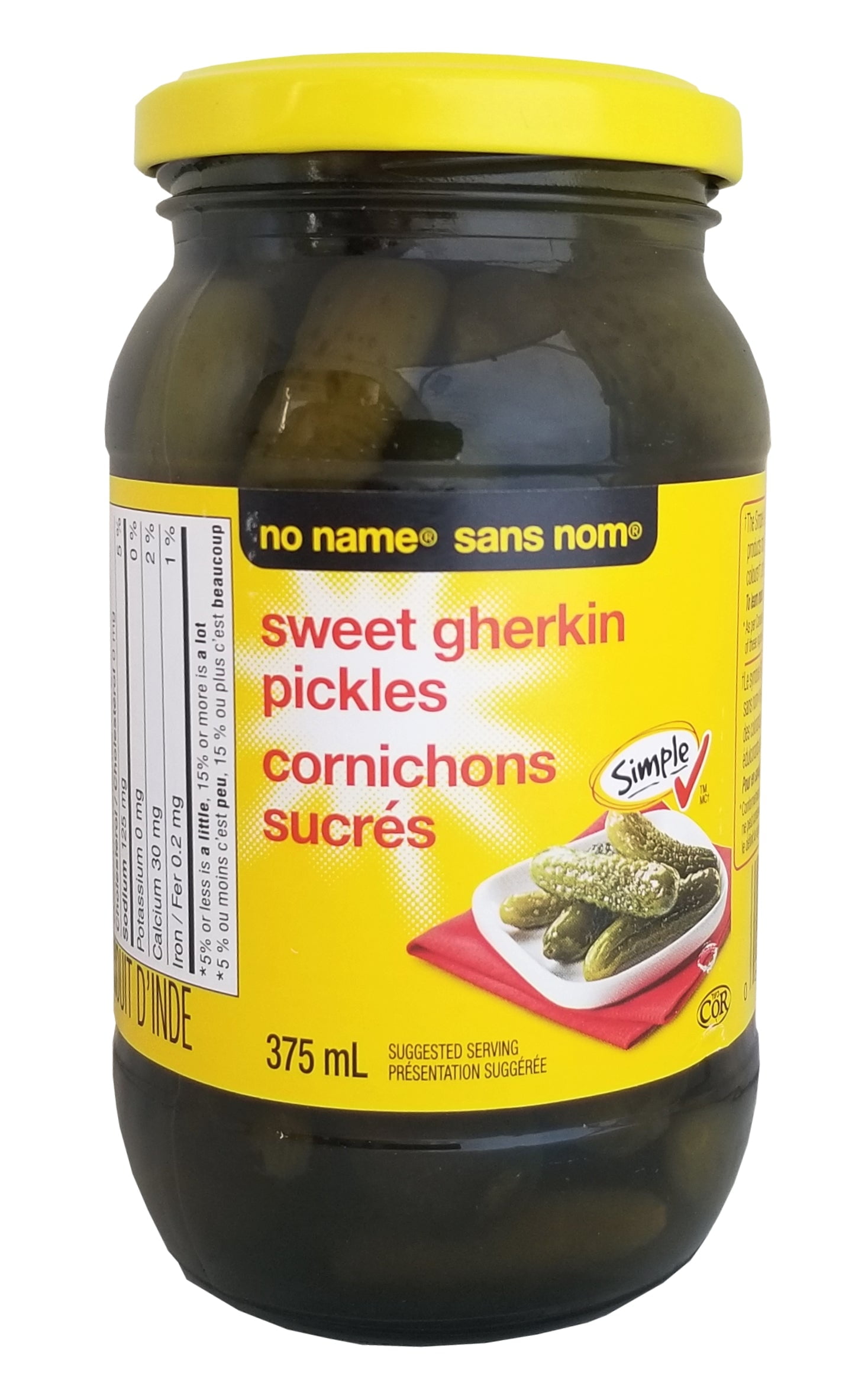 No Name Sweet Gherkin Pickles, 375ml/13 oz. Jar - Walmart.com