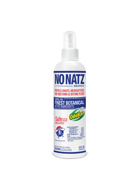 No Natz Botanical Bug Repellent, Effective for Gnat, Mosquito, and Biting Flies, Hand-Crafted and DEET-Free, Non-Greasy Formula, 8 Ounce Spray Bottle