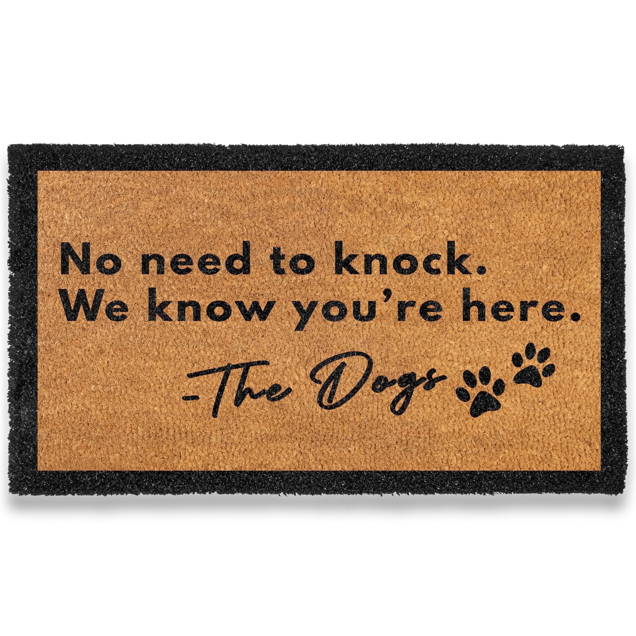 MAINEVENT No Need to Knock Doormat 30x17 Inch, Funny Dog Outdoor Welcome Mat for Outside