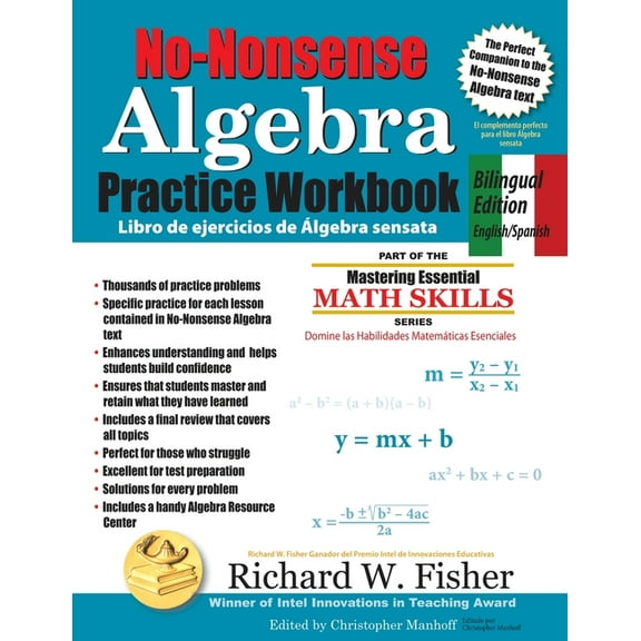 No-Nonsense Algebra Practice Workbook, Bilingual Edition: English-Spanish, (Paperback)