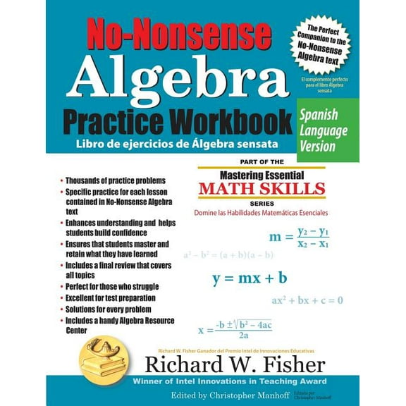 No-Nonsense Algebra Practice Workbook, Spanish Language Version, (Paperback)