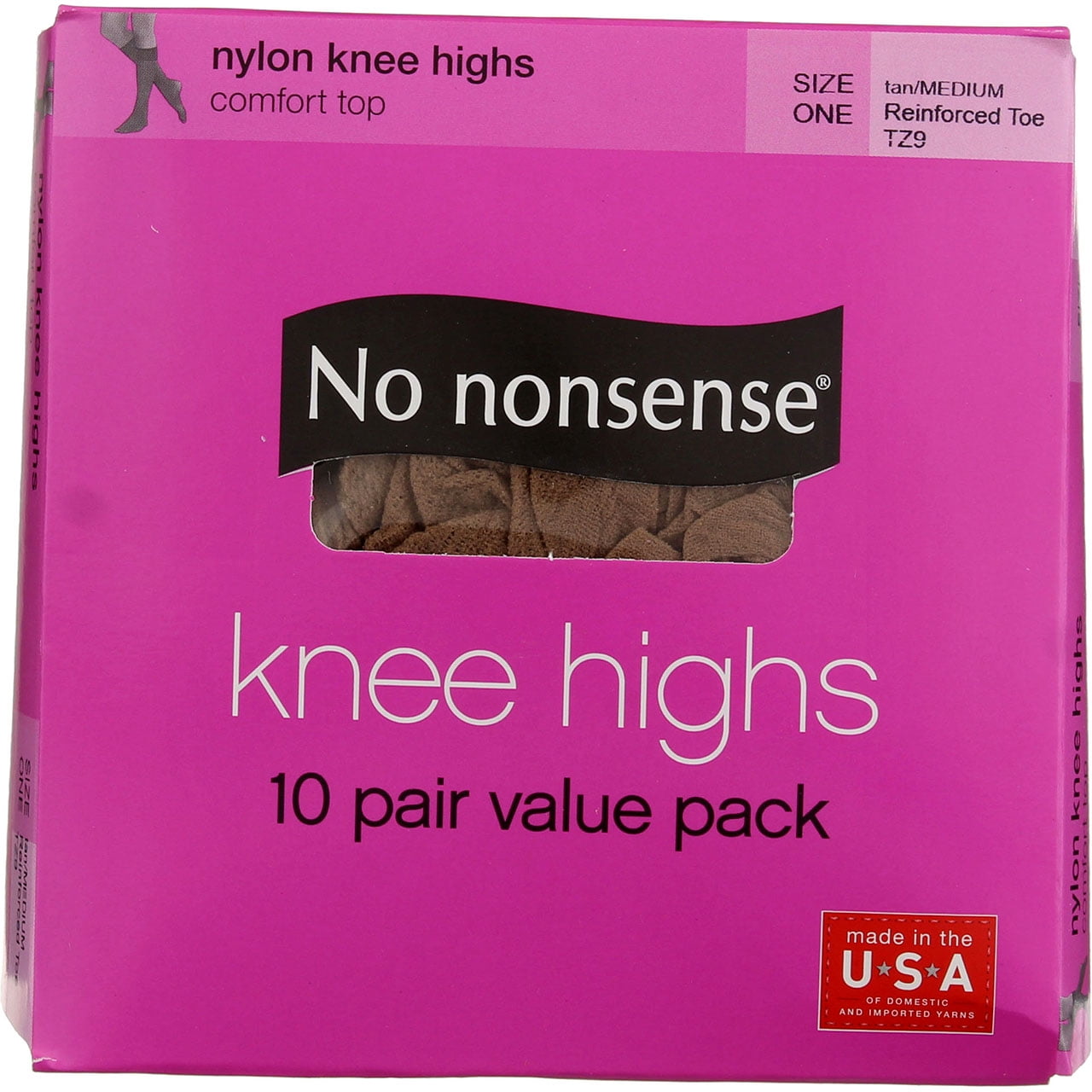No Nonsense ZA1/TZ5 Size One Tan Knee Highs 10 Pair, Karewell