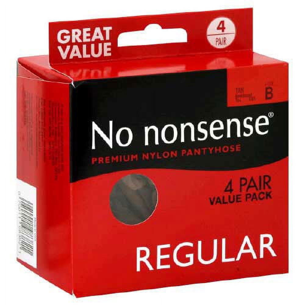 No Nonsense Pantyhose, Reinforced Toe, Regular, Size B, Tan 