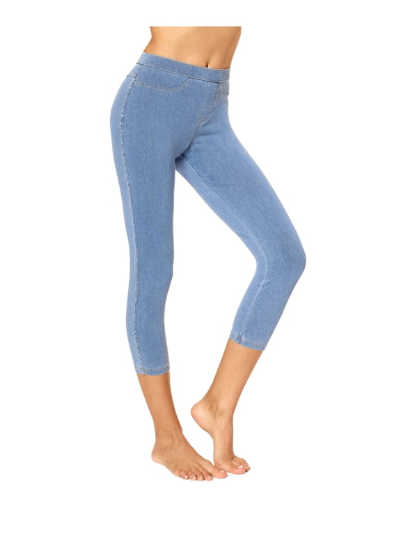 Women's Classic Denim Indigo Capri Legging, Light Denim, Large