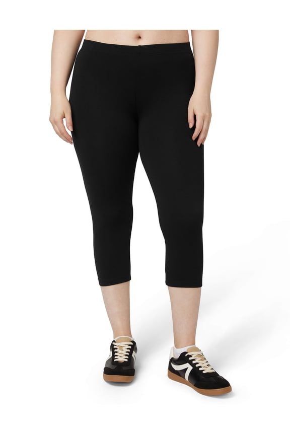 Women's Cotton Capri, Black, Small