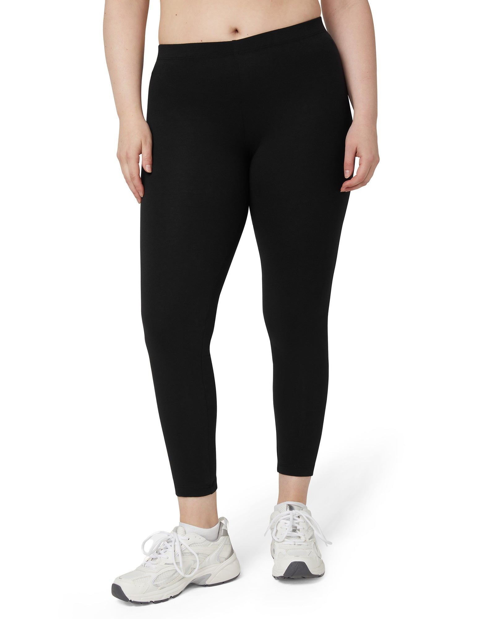 No Nonsense Women's Large Size Cotton Leggings in Black