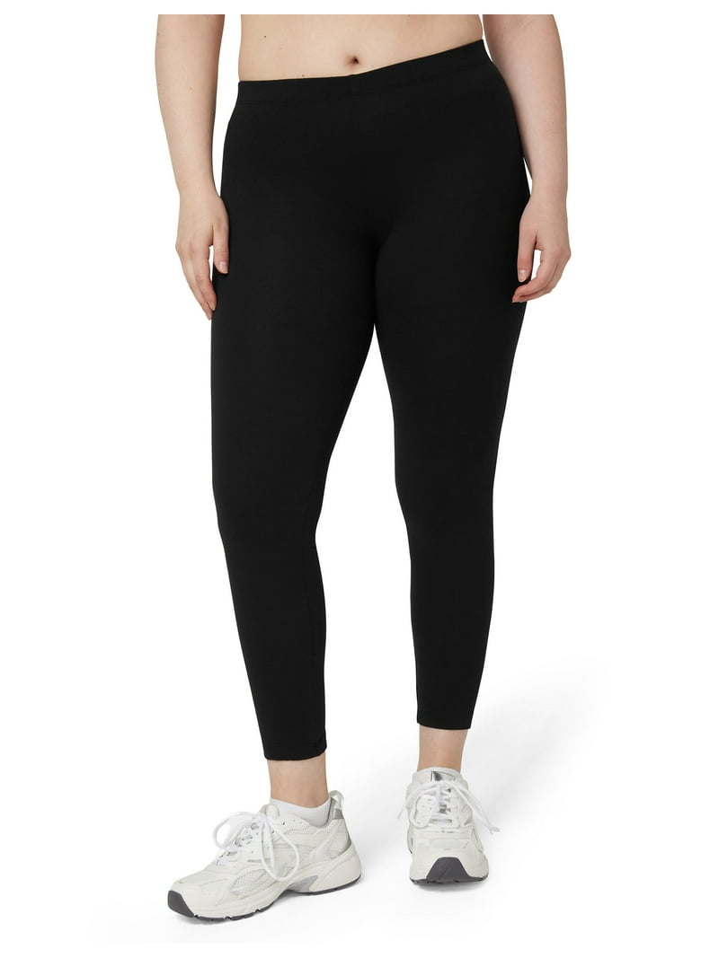 No Nonsense Women's Large Size Cotton Leggings in Black
