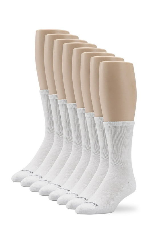 Women's Cushioned Crew Socks 8 Pair Pack, White, One Size