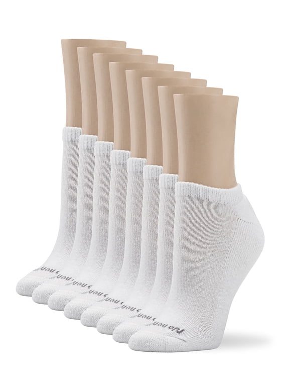 Women's Cushioned No Show Socks 8 Pair Pack, White, One Size